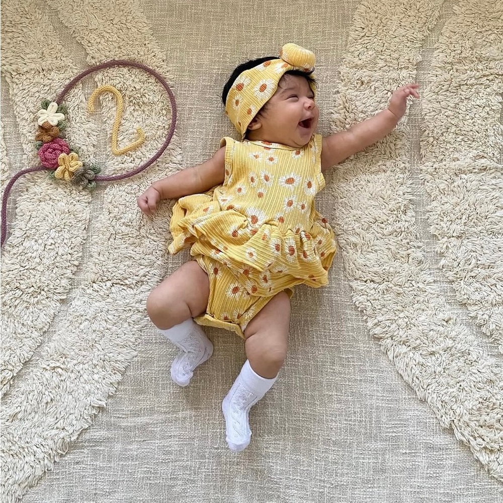 RZ by Rachel Zoe romper with headband and sunglasses size 3/5months